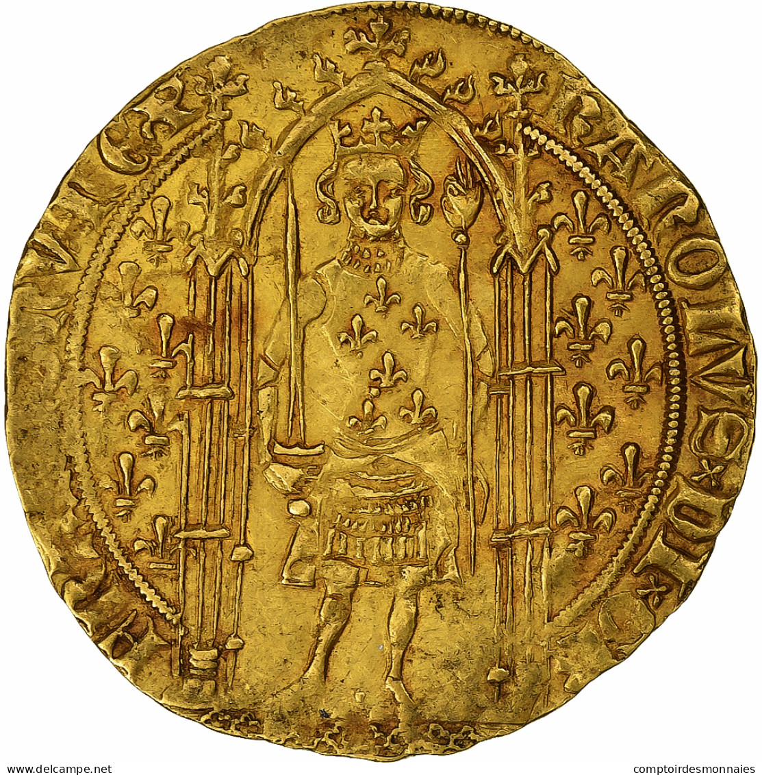 France, Charles V, Franc à Pied, 1365-1380, Atelier Incertain, Or, SUP - 1364-1380 Karl V. Der Weise