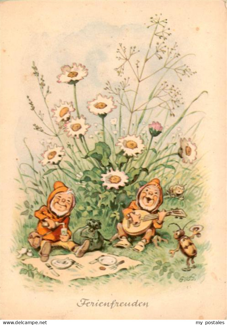 73920525 Zwerge Dwarfs Nains Ferienfreuden Litho - Märchen, Sagen & Legenden