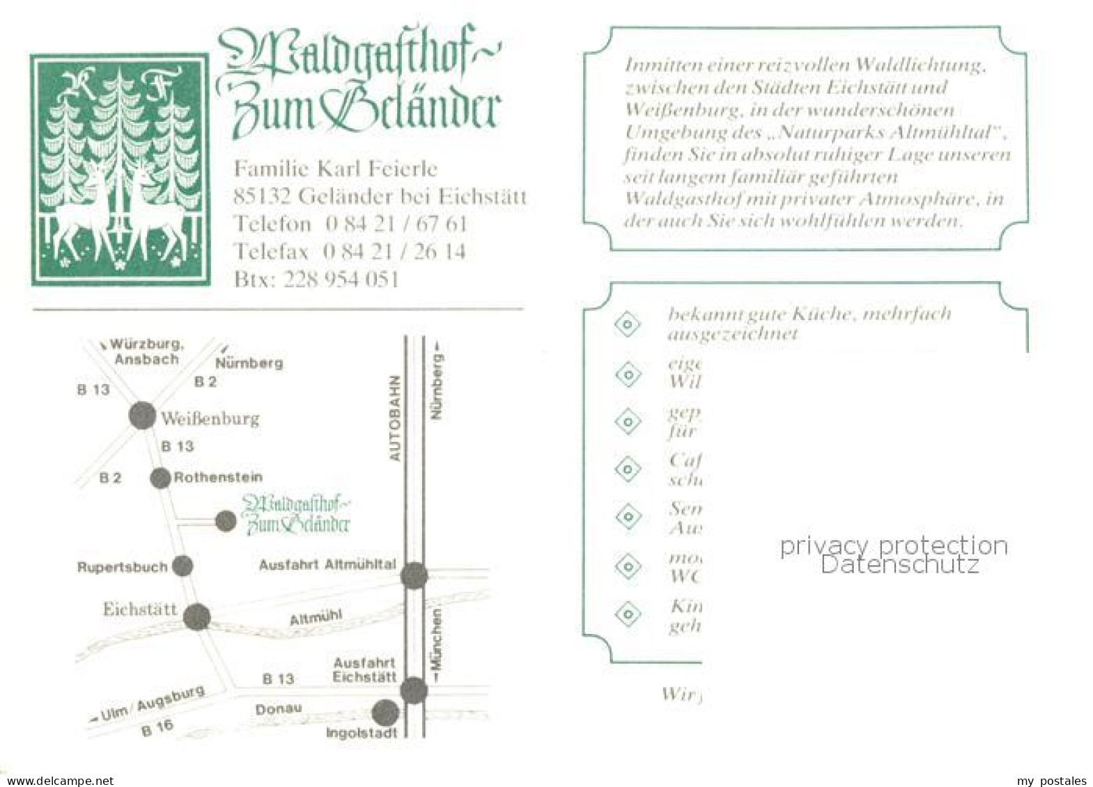 73845303 Gelaender Eichstaett Oberbayern Waldgasthof Zum Gelaender Gastraum Eing - Eichstaett