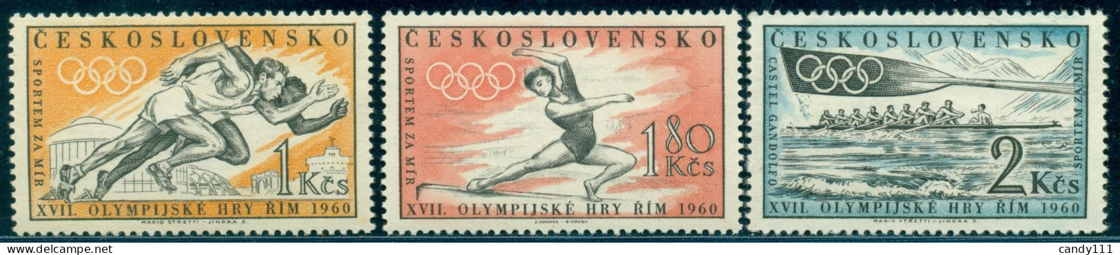 Czechoslovakia 1960 Rome Olympics,rowing,Gymnastics,running,Mi.1206,MNH - Estate 1960: Roma