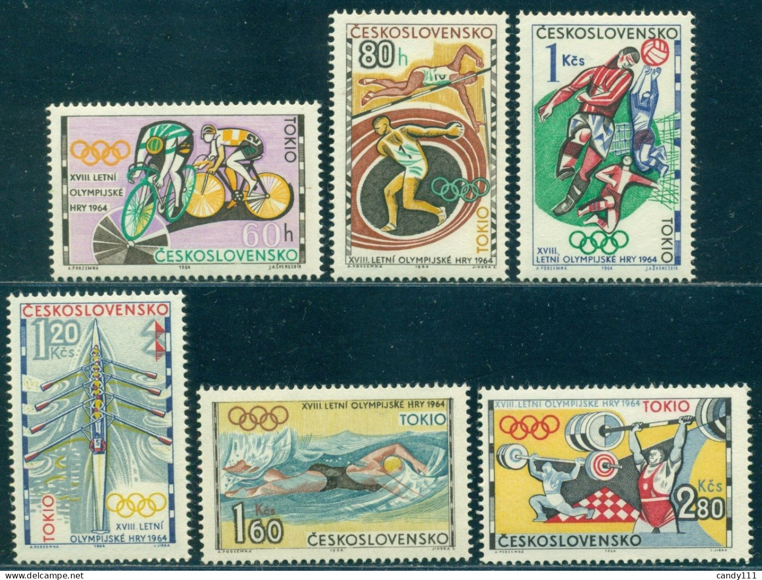 Czechoslovakia 1964 Tokyo Olympics,cycling,Football,rowing,running,Mi.1488 ,MNH - Zomer 1964: Tokyo