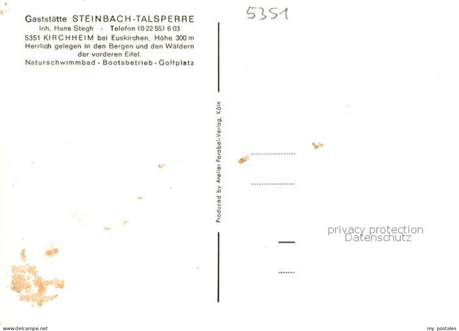 73845163 Kirchheim Euskirchen Gaststaette Steinbach Talsperre Terrasse Kirchheim - Euskirchen