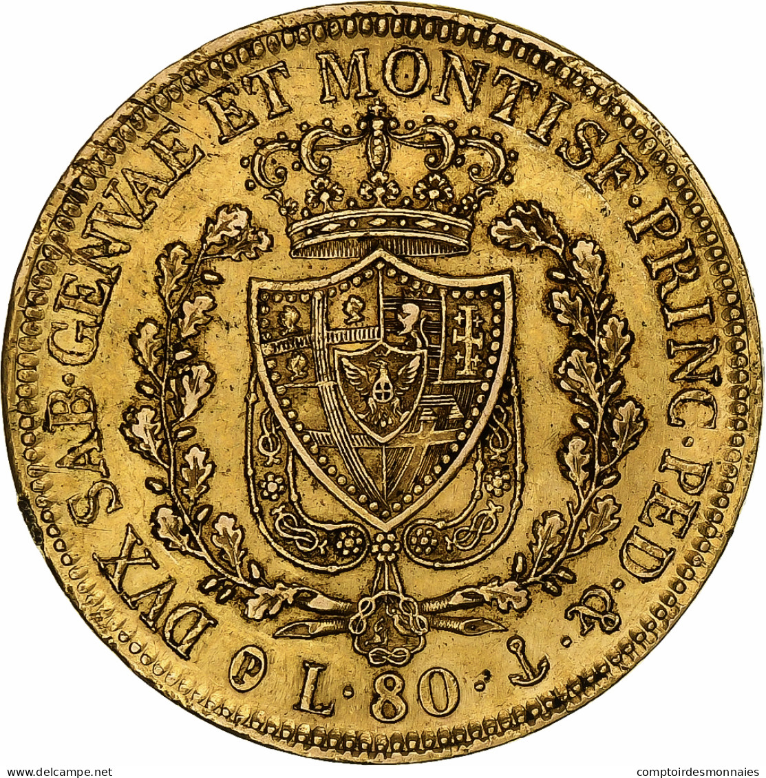 Royaume De Sardaigne, Carlo Felice, 80 Lire, 1830, Genoa, Or, TTB+, KM:123.2 - Piémont-Sardaigne-Savoie Italienne