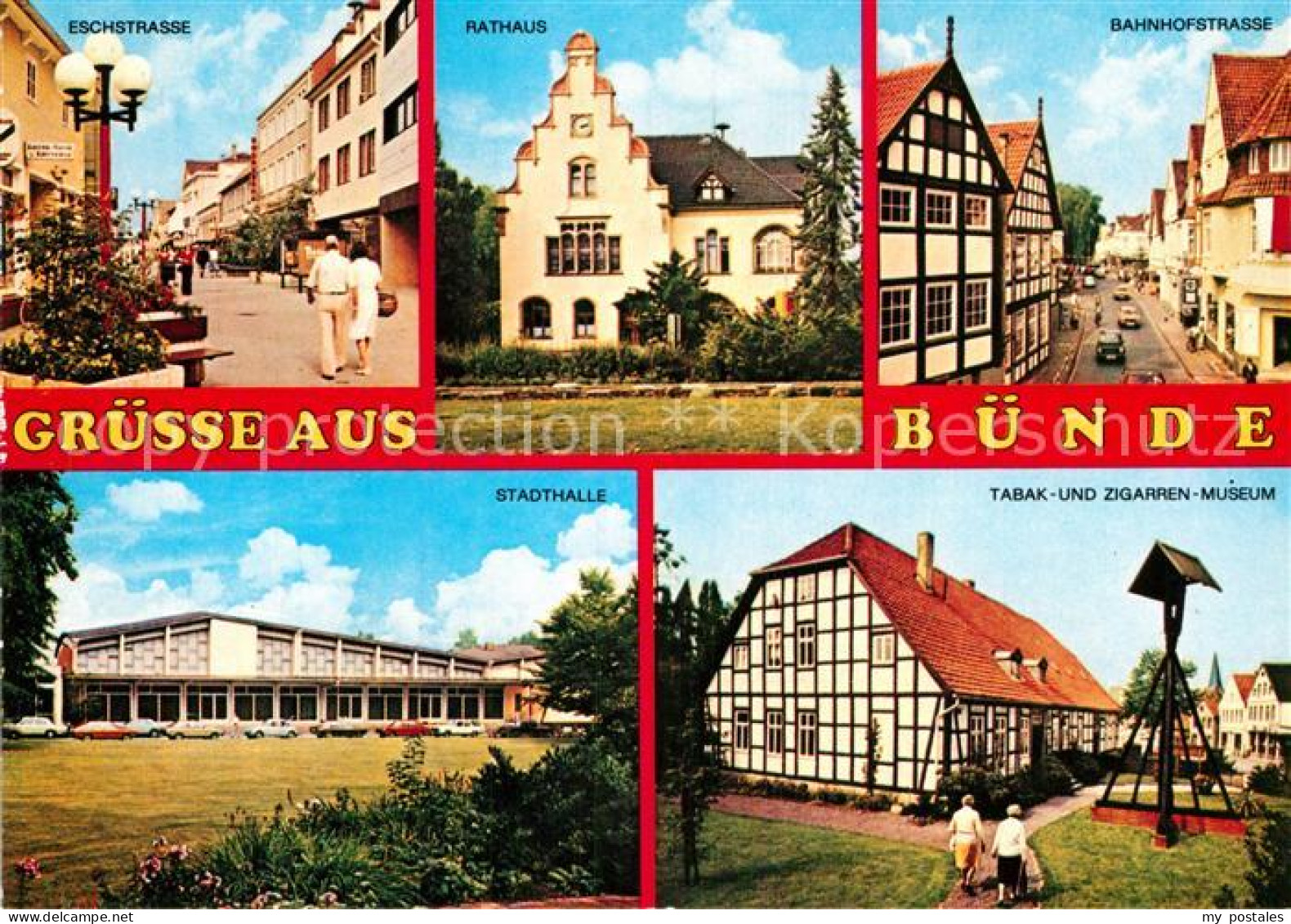 73000953 Buende Westfalen Bahnhofstrasse Eschstrasse Rathaus Stadthalle Museum B - Bünde