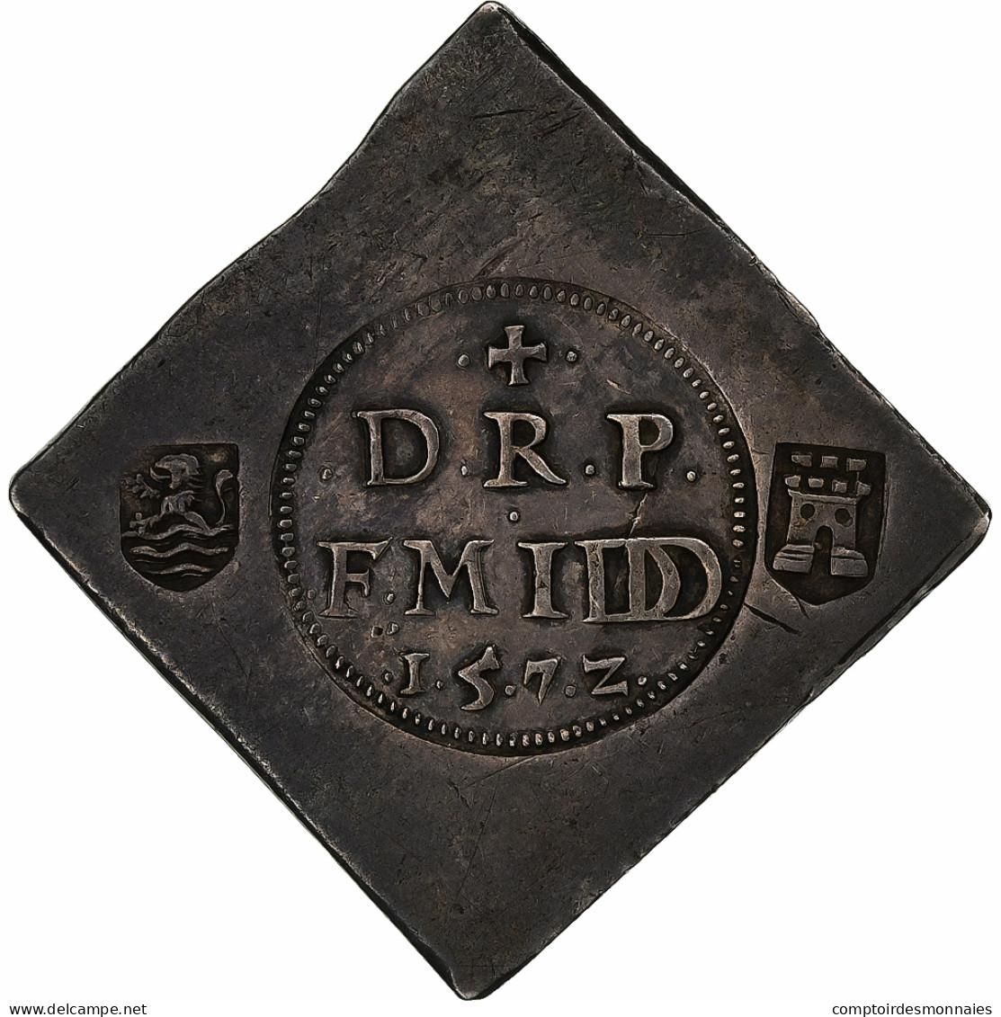 Pays-Bas, Philippe II, Daalder, 36 Stuivers, 1572, Middelbourg, Argent, TTB+ - …-1795 : Periodo Antico