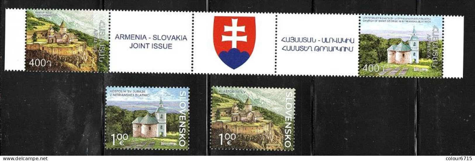 Slovakia/Armenia 2023 Joint Issue - Slov Tatev Monastery Stamps 4v (with Bridge Tab Label)MNH - Nuevos