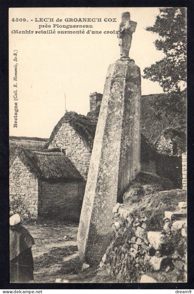 29 PLOUGUERNEAU - Lec'h De Groanec'h Coz - Menhir Retaillé Surmonté D'une Croix - Plouguerneau