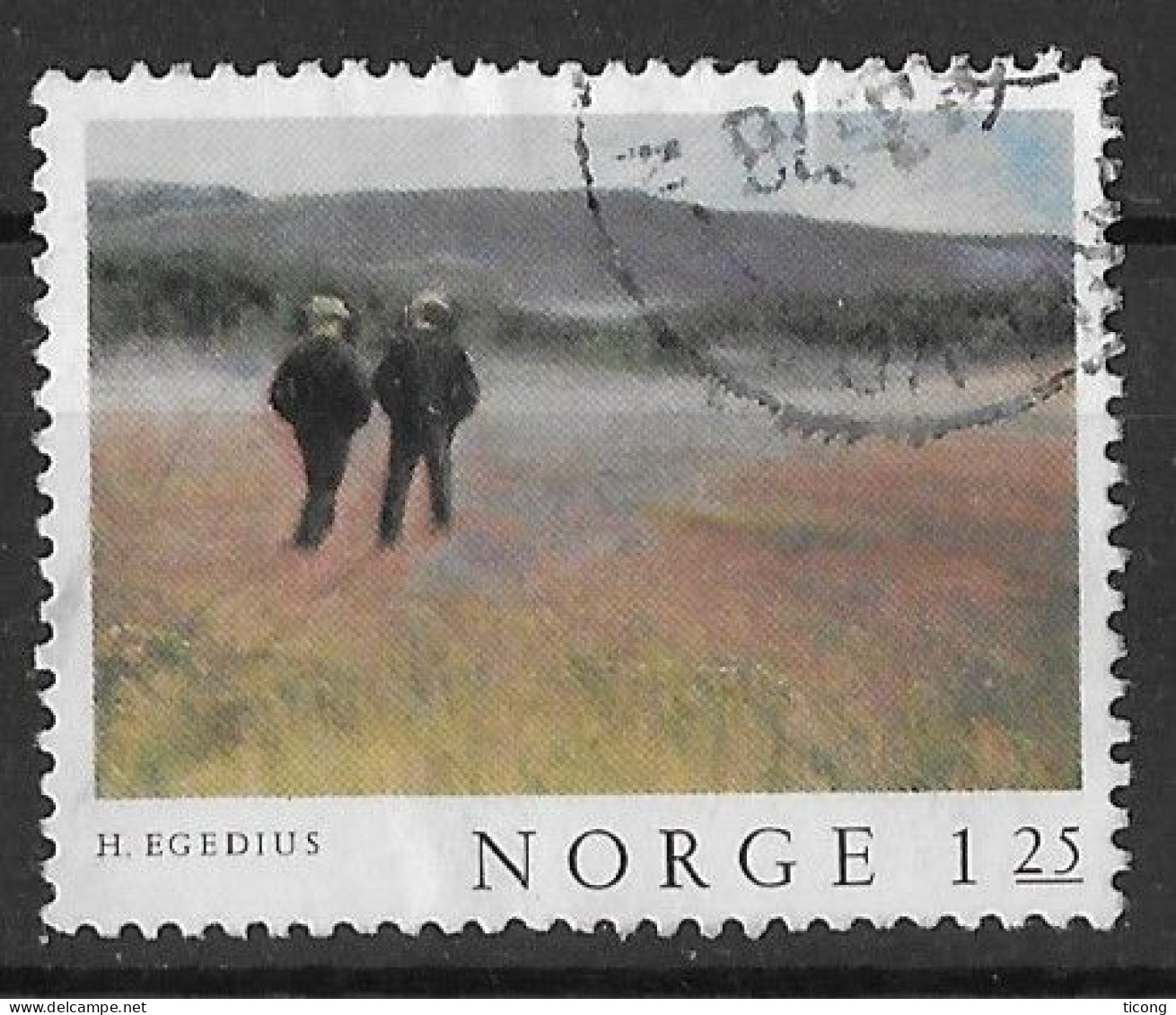 NORVEGE TABLEAU DU PEINTRE EGEDIUS , TIMBRE DE 1977 EN OBLITERATION RONDE, VOIR LE SCANNER - Gebruikt