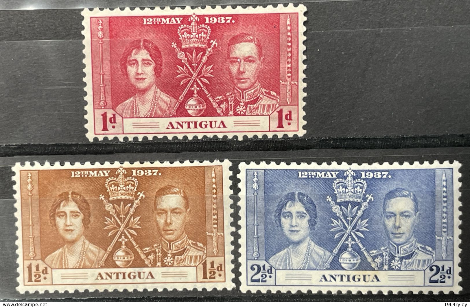 ANTIGUA - MH*  - 1937 CORONATION ISSUE - # 81/83 - 1858-1960 Colonia Británica