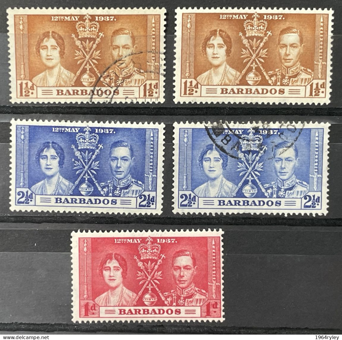 BARBADOS - M/U  - 1937 CORONATION ISSUE - # LOT - Barbades (...-1966)