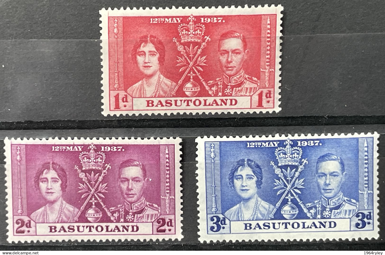 BASUTOLAND - MH*  - 1937 CORONATION ISSUE - # 15/17 - 1933-1964 Colonia Británica