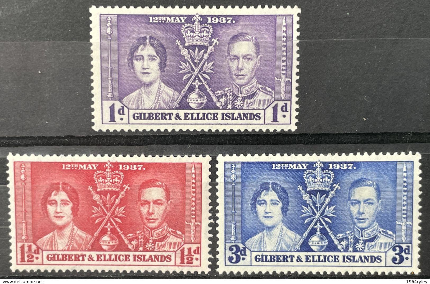 GILBERT ISLANDS  - MH*  - 1937 CORONATION ISSUE - # 40/42 - Islas Gilbert Y Ellice (...-1979)
