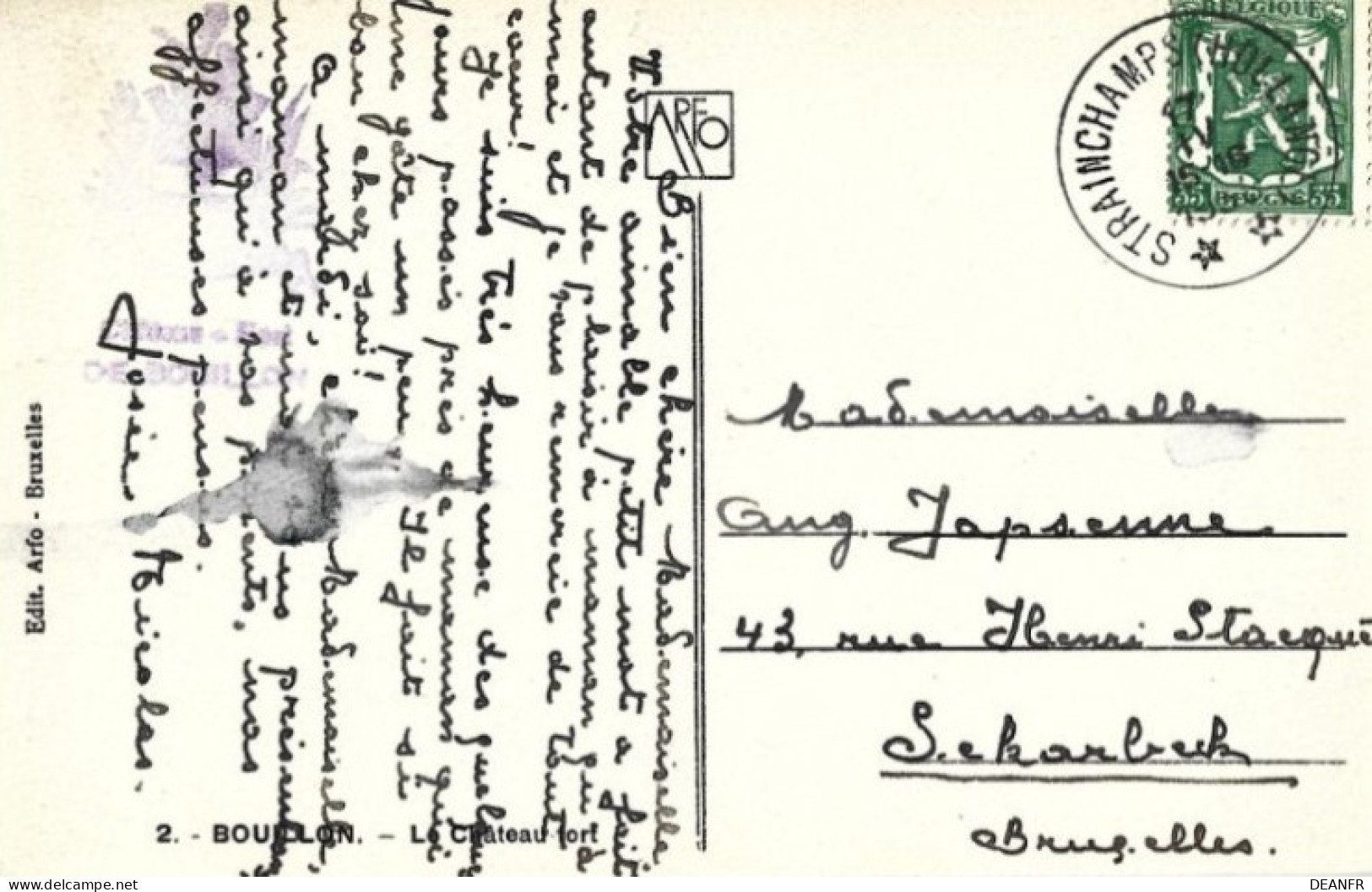 STRAINCHAMPS (HOLLANGE) Sur Carte -vue Du Château-Fort De Bouillon. Oblitération RR. - Postmarks With Stars