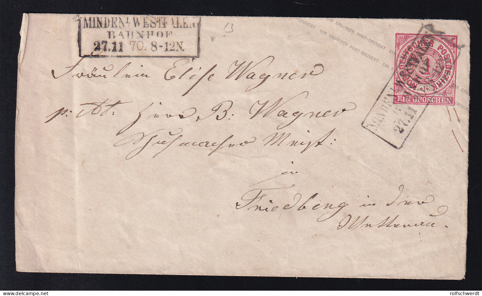 Ziffer 1 Gr. Mit R3 MINDEN I/WESTFALEN BAHNHOF 27.11.70 Nach Friedberg - Postal  Stationery