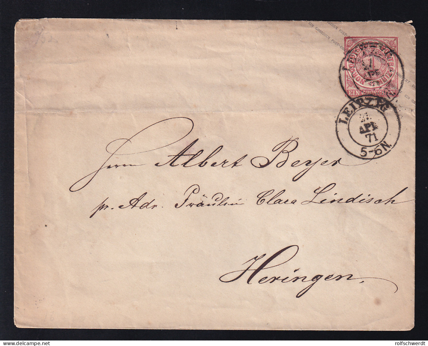 Ziffer 1 Gr. Mit K2 LEIPZIG 27 APR 71 Nach Heringen,  - Postal  Stationery