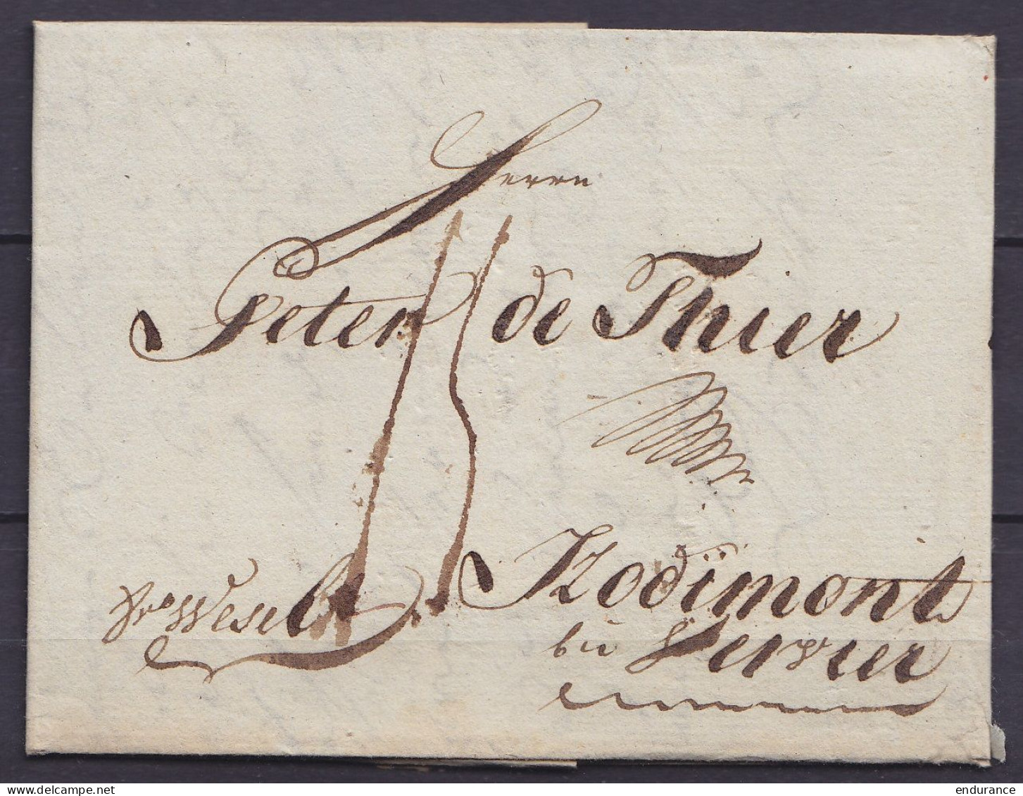 L. Datée 18 Octobre 1797 De LIPPSTADT Pour HODIMONT Bei Verviers - Man. "pro Wessel" - Port "15" - 1794-1814 (Periodo Francese)