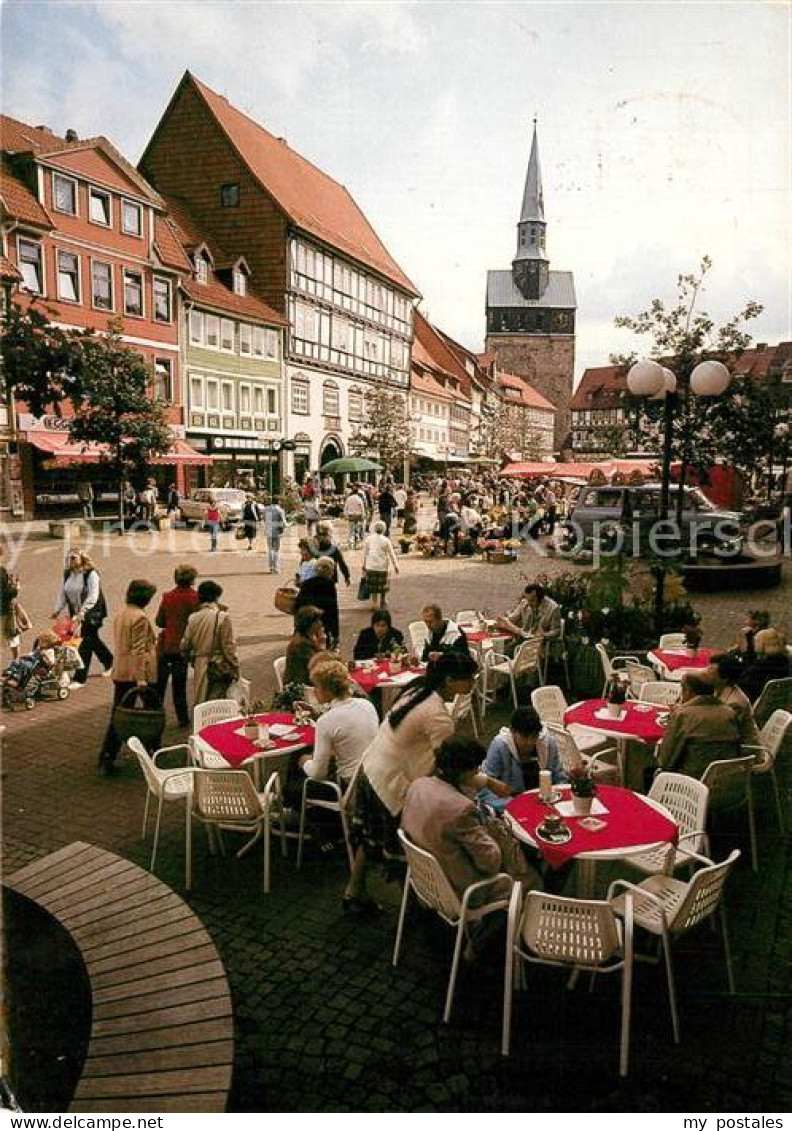 72987811 Osterode Harz Fussgaengerzone Kornmarkt Strassencafe Osterode - Osterode