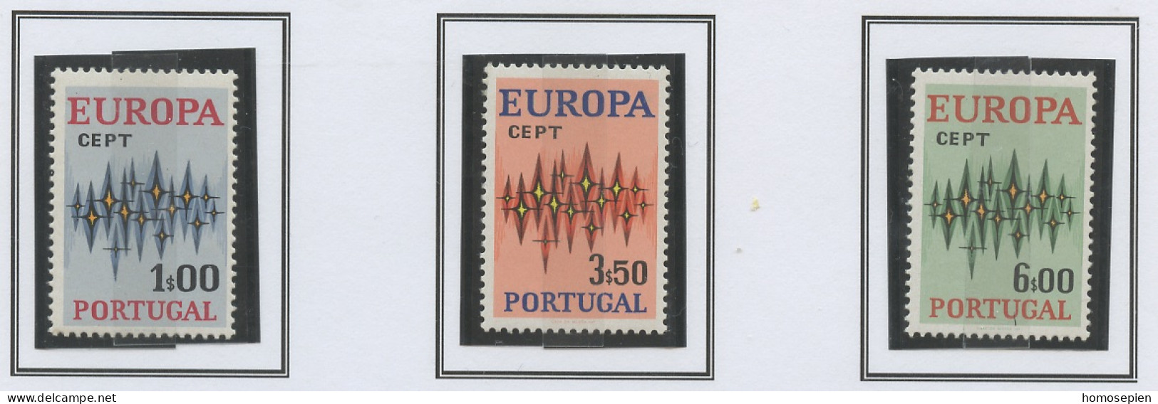 Europa CEPT 1972 Portugal Y&T N°1150 à 1152 - Michel N°1166 à 1168 *** - 1972