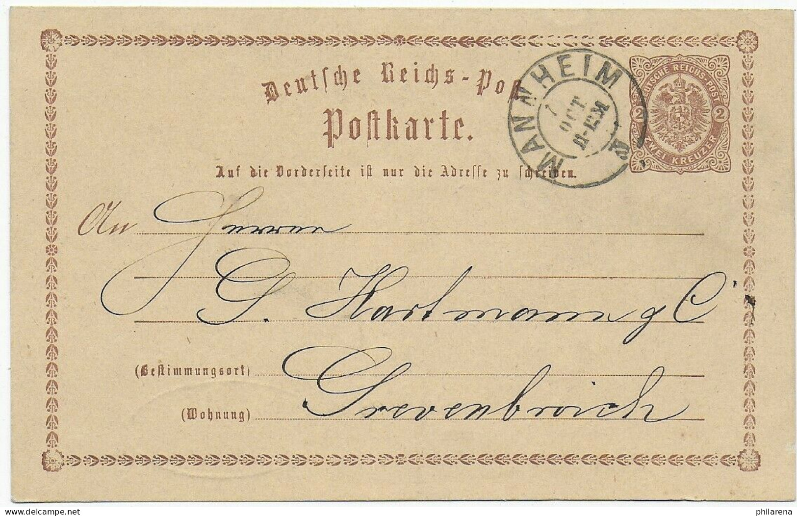 Postkarte Mannheim Nach Grevenbroich, Baden Stempel - Lettres & Documents
