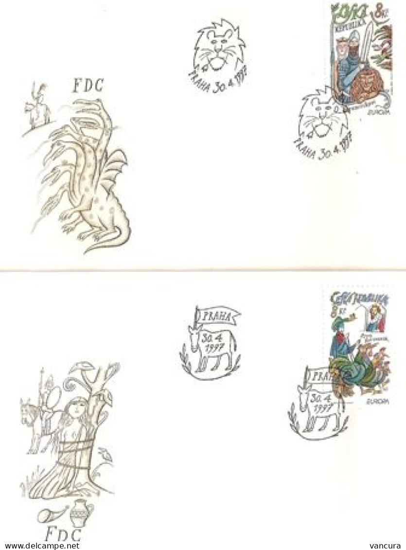 FDC 144-5 Czech Republic - EUROPA 1997 Lion Myth Legend - 1997