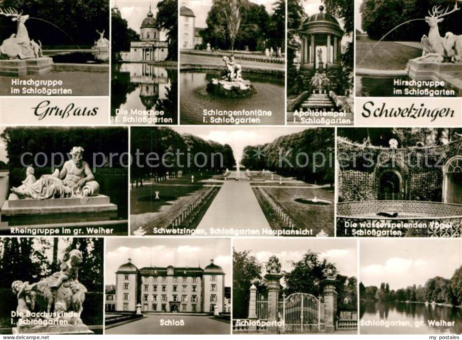 72986404 Schwetzingen Hirschgruppe Schlossgarten Moschee Fontaene Apollotempel H - Schwetzingen