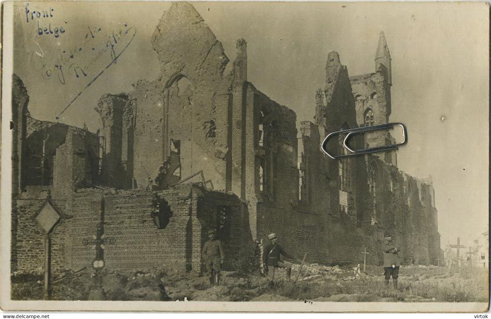 Lo-Reninge :  Front Belge :  Eglise De Reninghe ( Oorlog - Guerre - Militaria ) Carte Photo - Lo-Reninge