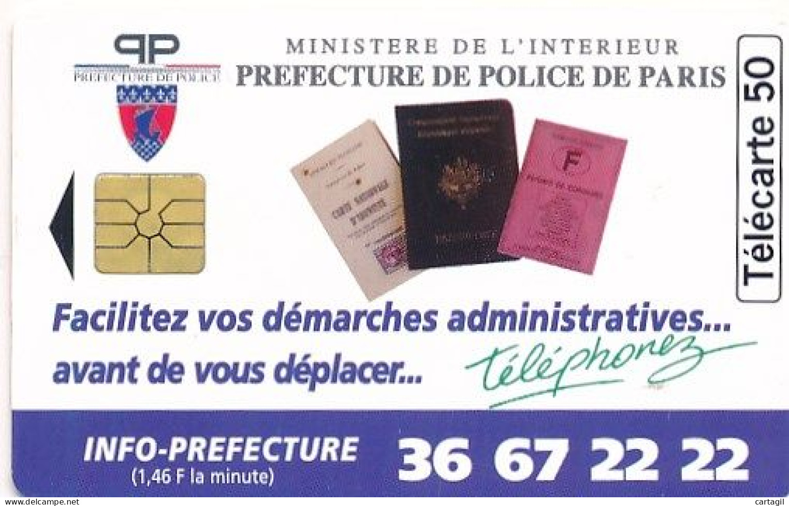 Télécarte France-Préfecture De Police De Paris (motif, état, Années, Unités, Etc  Voir Scan) + Port - Unclassified