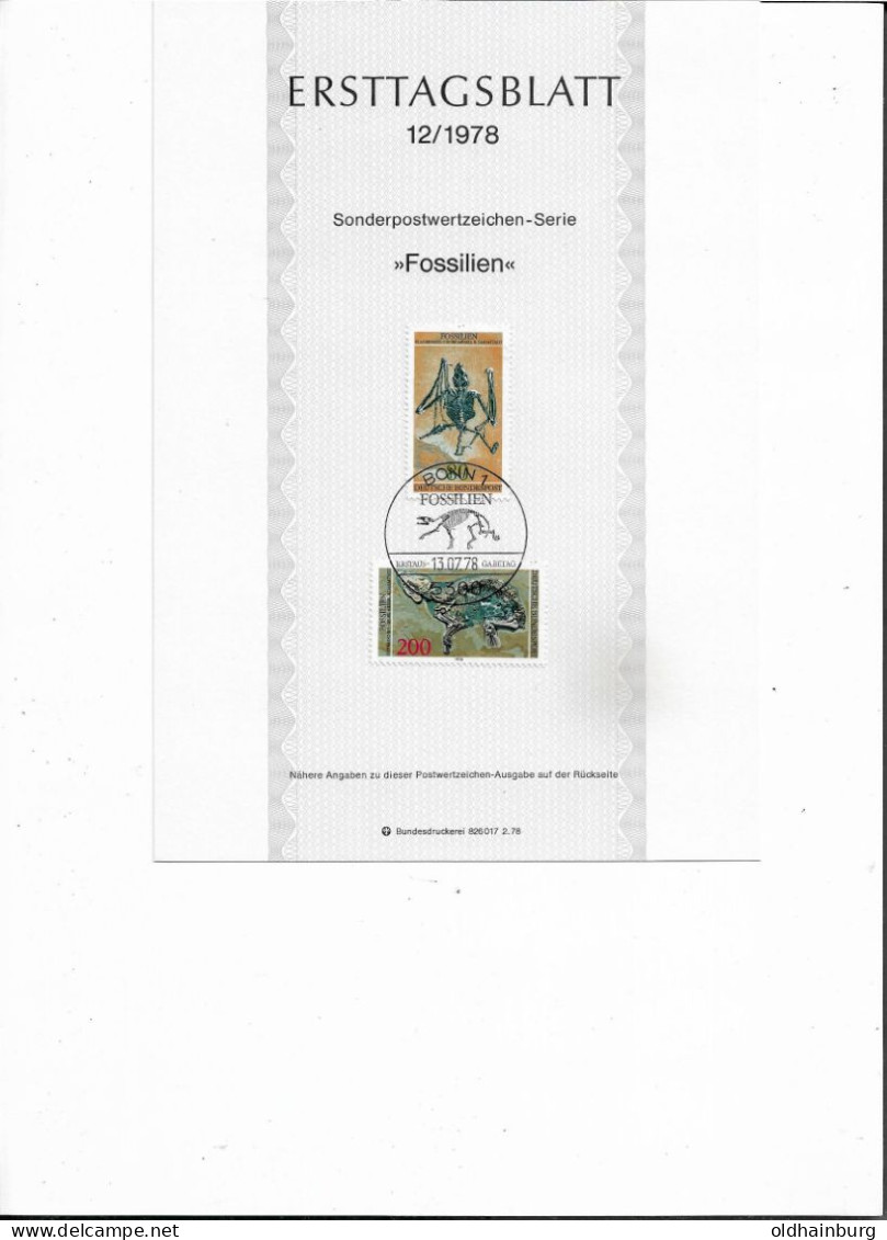 2004c: BRD- ETB 1978, Fossilien Fledermaus Und Urpferdchen - Fossielen