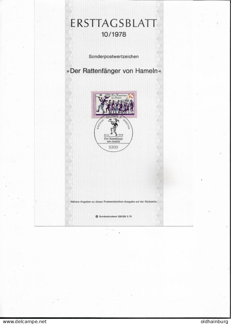 2004d: BRD- ETB 1978, Rattenfänger Von Hameln - Fairy Tales, Popular Stories & Legends