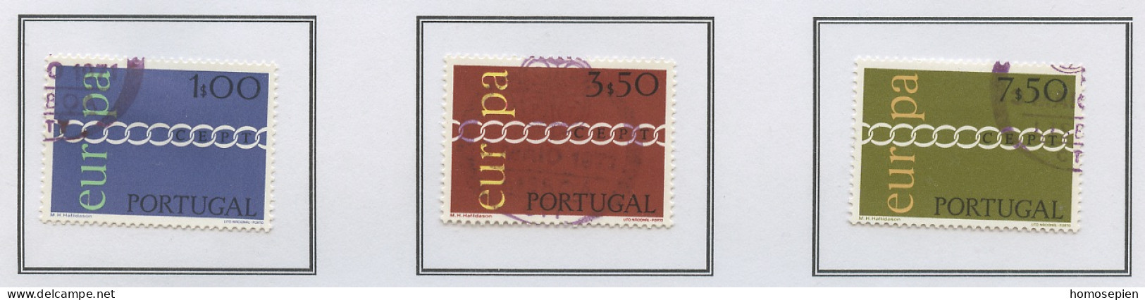 Portugal 1971 Y&T N°1107 à 1109 - Michel N°1127 à 1129 (o) - EUROPA - Gebraucht