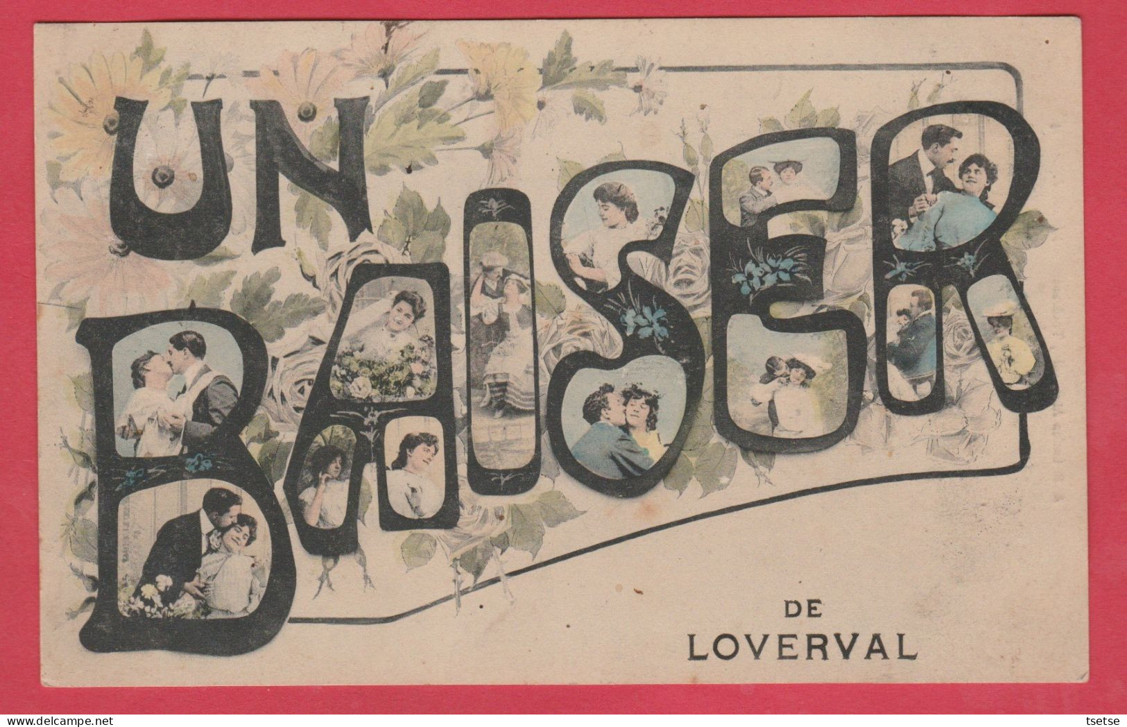 Loverval - Un Baiser ... Jolie Carte Fantaisie - 1909 ( Voir Verso ) - Gerpinnes