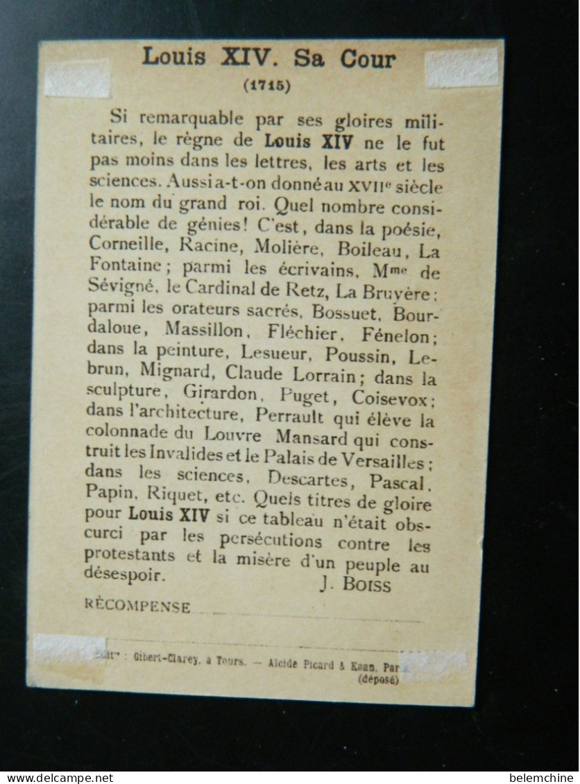 CHROMO LOUIS XIV   SA COUR         ( 1715 )     ( 12   X  8,5 Cms) - Artis Historia