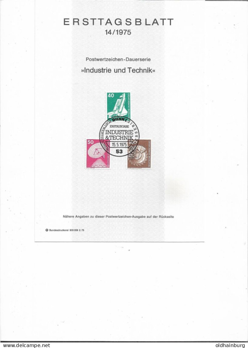 2004m: BRD- ETB 1975, Industrie & Technik- Satellit, Rakete, Bergbau - Physics