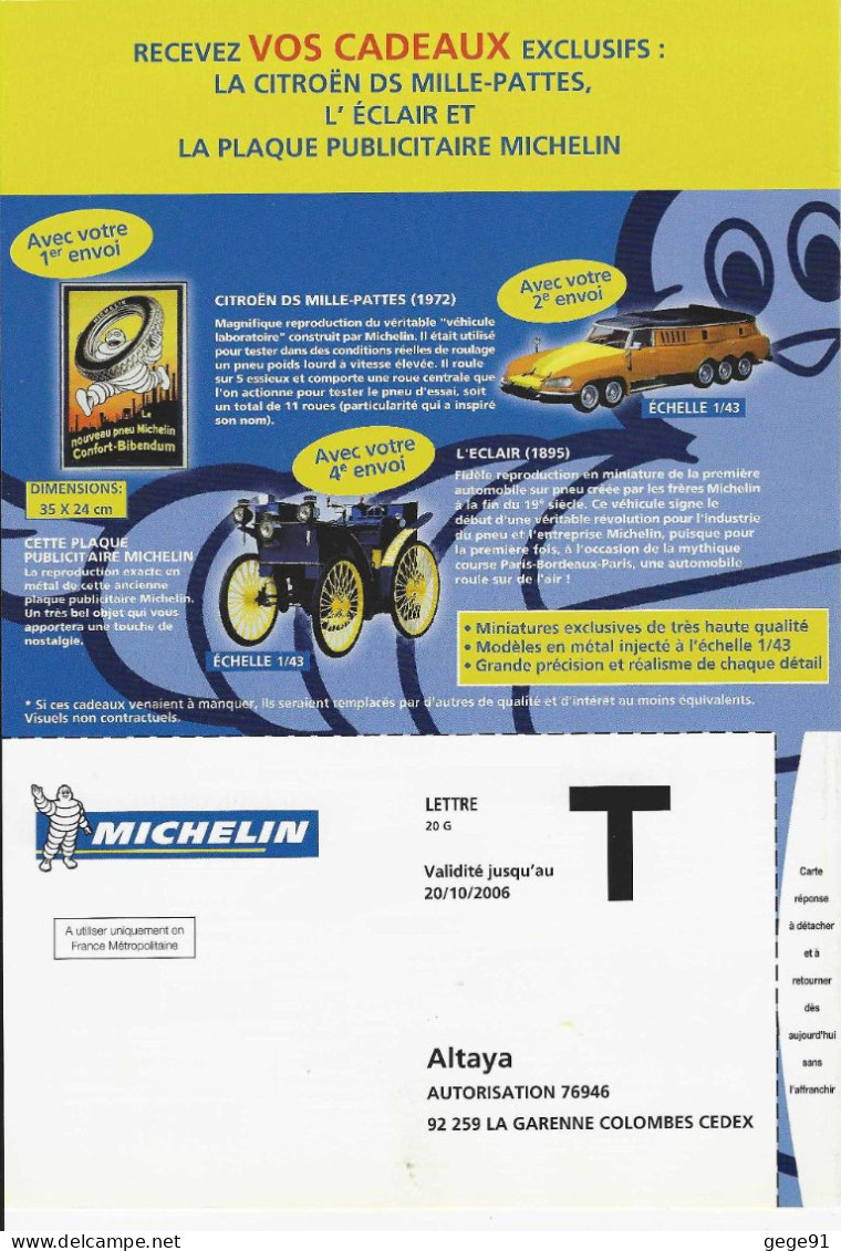 Enveloppe Réponse T _ Michelin - Pneumatiques - Autres (Terre)