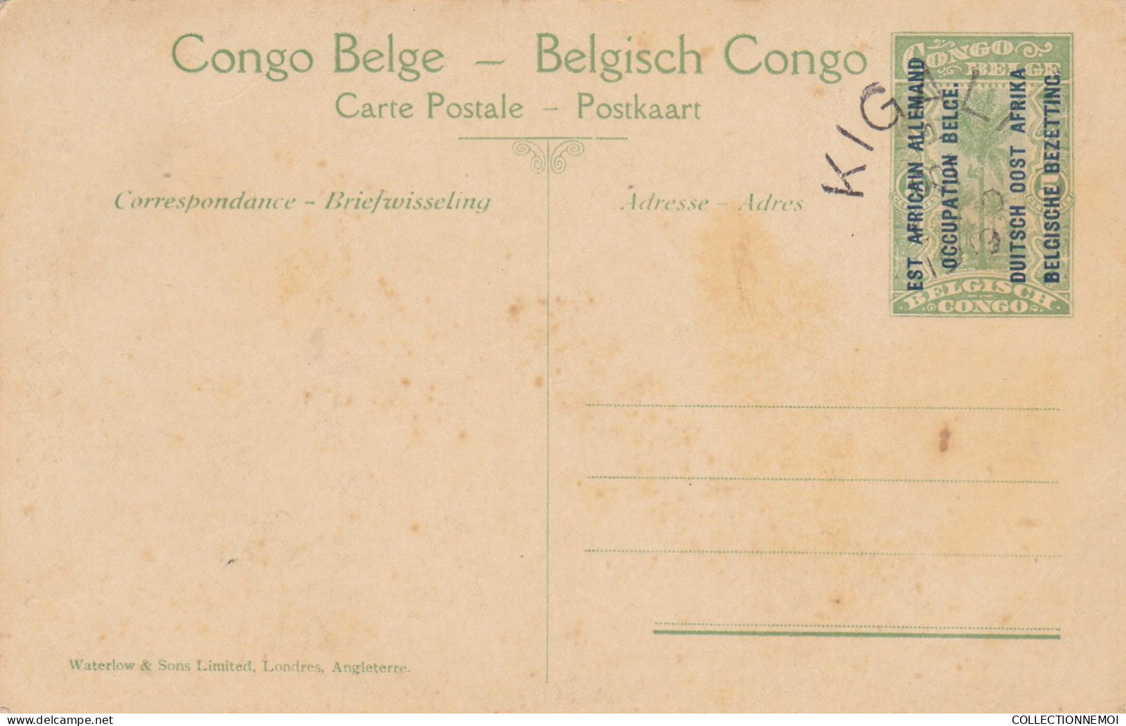 R.R.R.  Congo KINSHASA ,,, ENTIER SURCHARGE ,,PLUS CURSIVE ""  KIGALI  "" ,, Moi J'ai Jamais Vu - Stamped Stationery