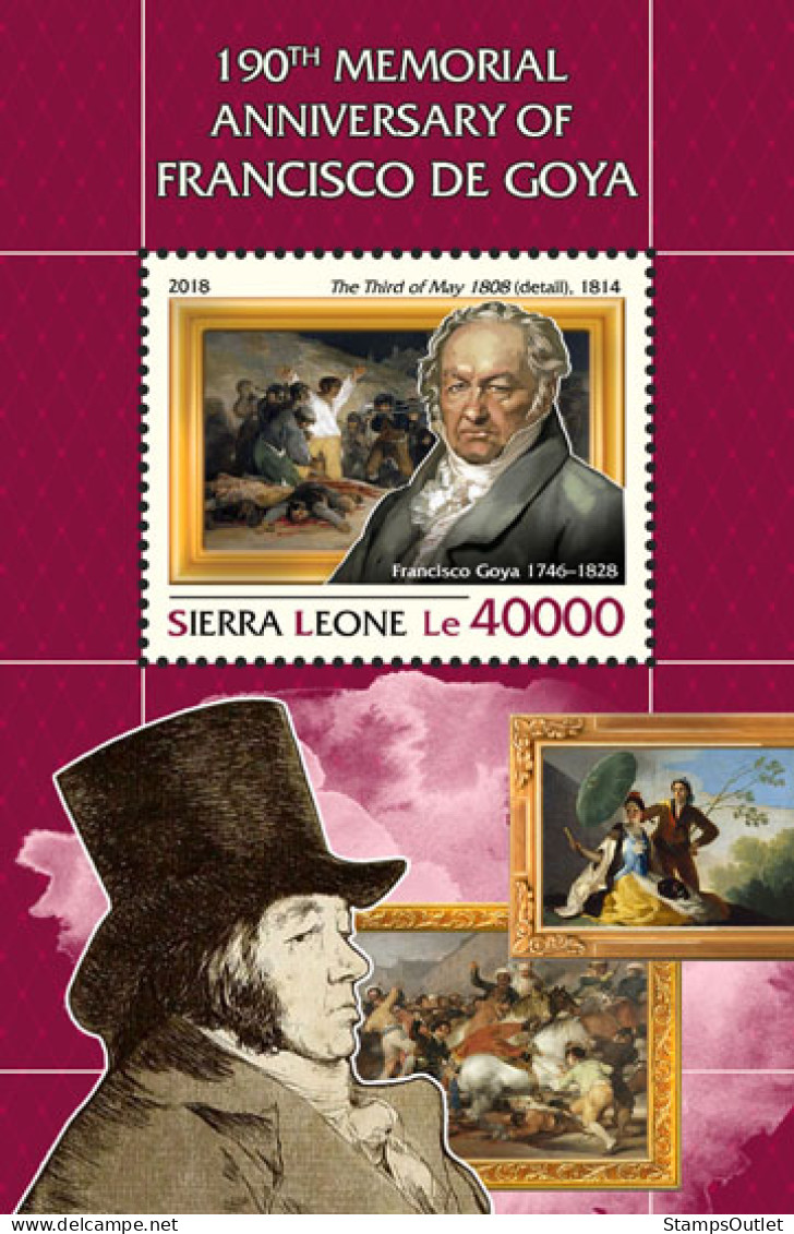  SIERRA LEONE 2018 MNH  Henry Royce  Francisco De Goya   Code:10219 / Bl.1556.Scott Code: 4974. Yvert&Tellier Code: 1526 - Sierra Leone (1961-...)