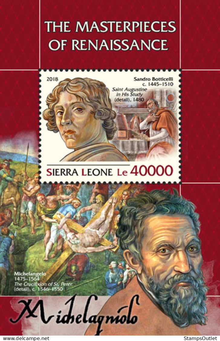  SIERRA LEONE 2018 MNH  The Masterpieces Of Renaissance    Code: 10212 / Bl.1555Scott Code: 4973 Code: 1527 - Sierra Leone (1961-...)