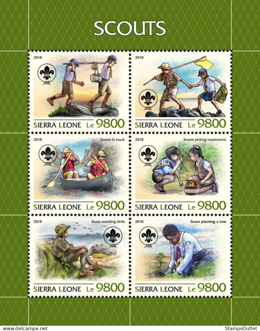  SIERRA LEONE 2018 MNH  Scouts  Michel Code: 10276-10281. Scott Code: 4959. Yvert&Tellier Code: 8265-8270 - Sierra Leone (1961-...)