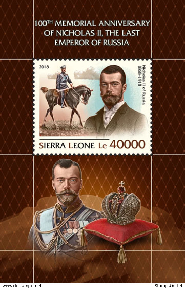  SIERRA LEONE 2018 MNH  Nicholas II  Michel Code:  10275 / Bl.1564. Scott Code: 4975. Yvert&Tellier Code: 1530 - Sierra Leone (1961-...)