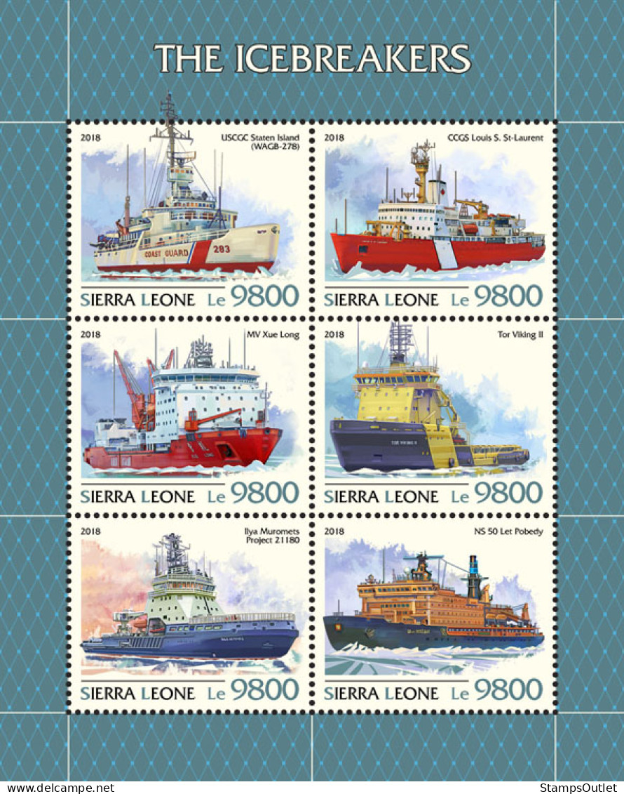  SIERRA LEONE 2018 MNH  Icebreakers  Michel Code: 10234-10239. Scott Code: 4963. Yvert&Tellier Code: 8287-8292 - Sierra Leone (1961-...)