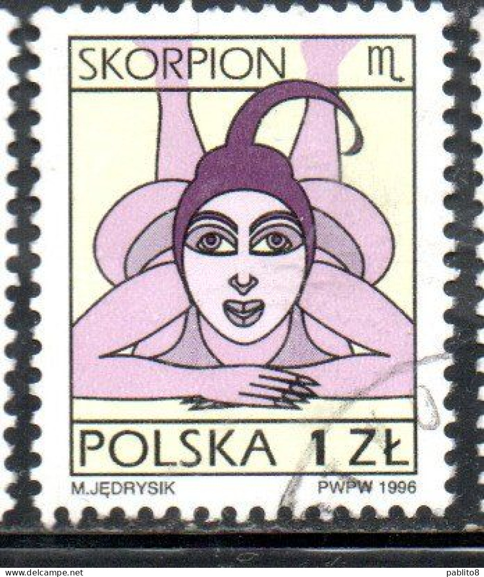 POLONIA POLAND POLSKA 1996 SIGNS OF THE ZODIAC SCORPIO 1z USED USATO OBLITERE' - Used Stamps