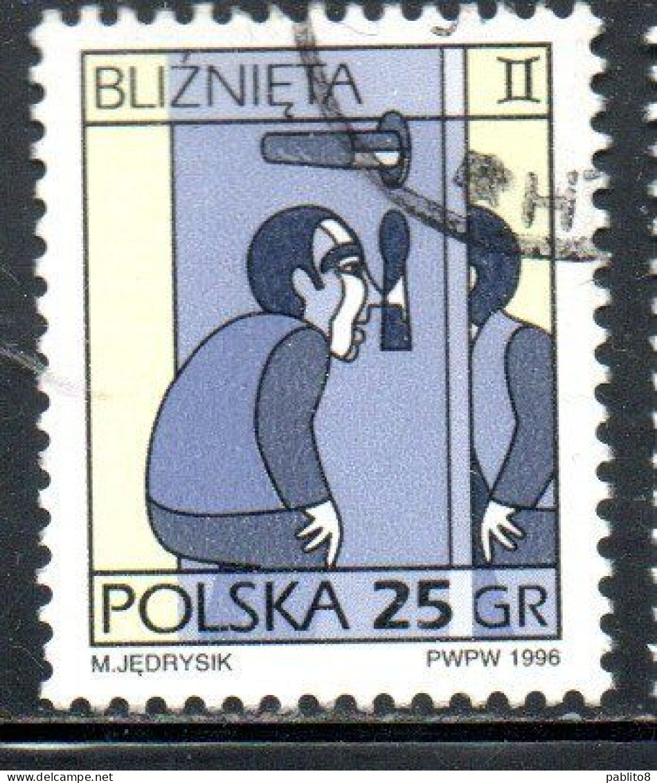 POLONIA POLAND POLSKA 1996 SIGNS OF THE ZODIAC GEMINI 25g USED USATO OBLITERE' - Used Stamps