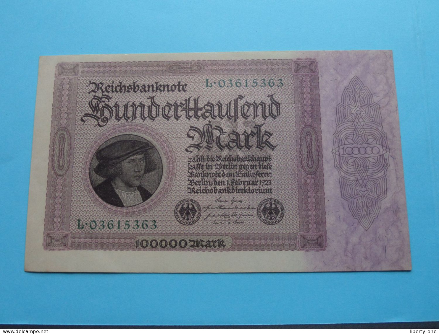 Reichsbanknote 10.000 Hunderttausend Mark L.03615363 - Berlin Den 1 Februar 1923 ( Zie / Voir Scans ) XF ! - 100.000 Mark