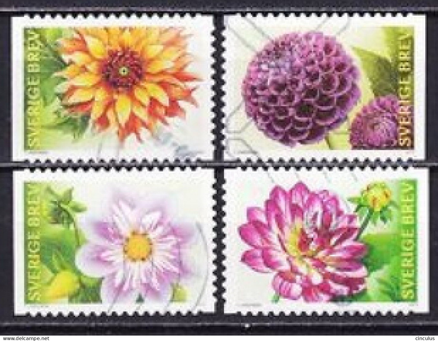 2013. Sweden. Dahlias. Used. Mi. Nr. 2945-48 - Gebruikt