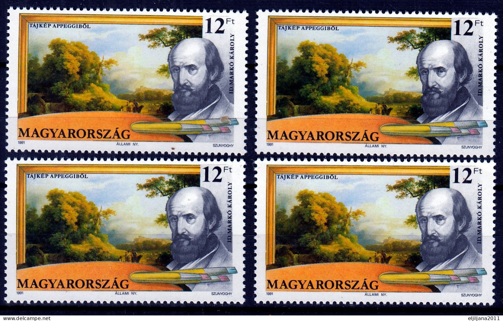 Hungary 1991 ⁕ Karoly Marko (1791-1860), Painter Mi.4148 ⁕ 4v MNH - Nuevos