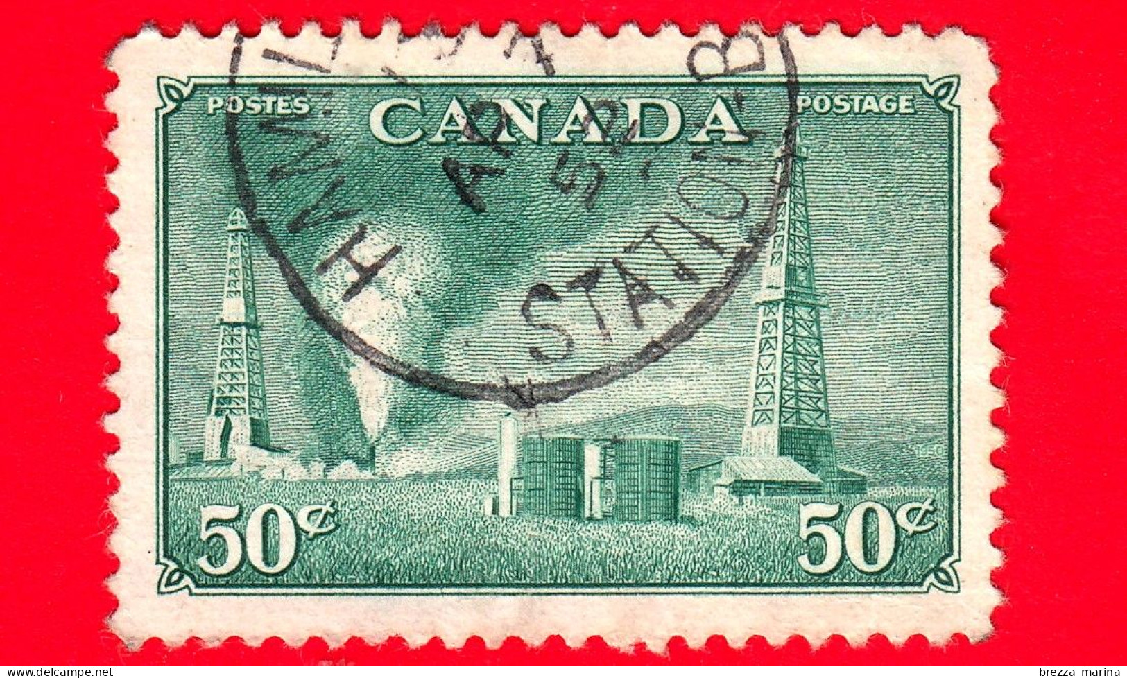 CANADA - Usato - 1950 - Risorse - Piattaforme Petrolifere - 50 - Used Stamps