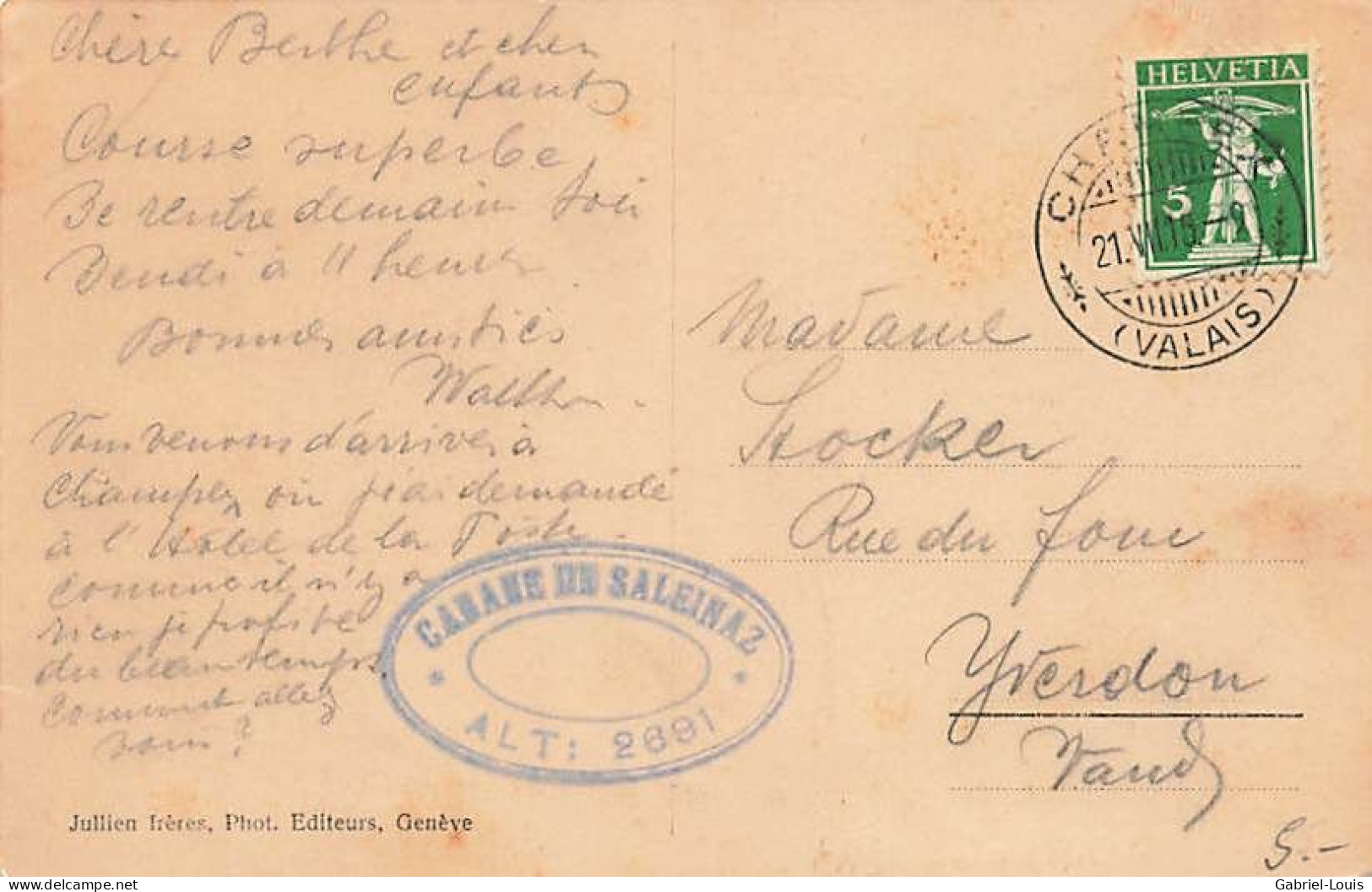 Intérieur De La Cabane De Saleinaz 1915 - Orsières