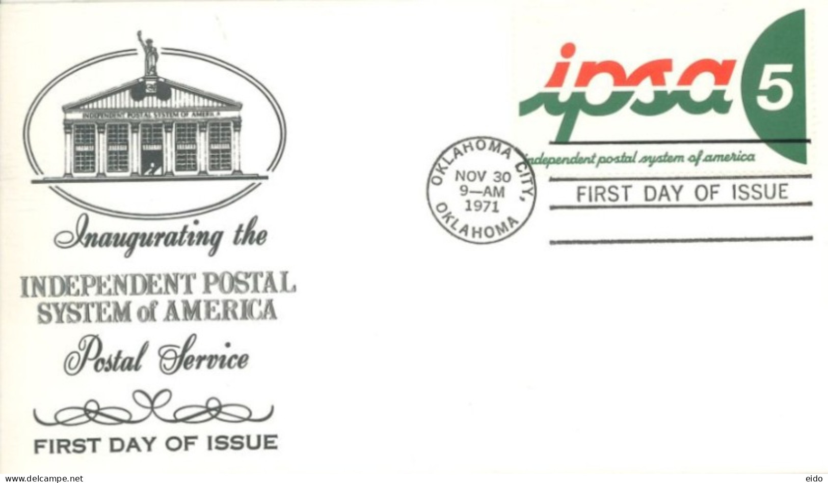 U.S.A.. -1971 - FDC STAMP OF INAUGURATING THE INDEPENDENT POSTAL SYSTEM OF AMERICA - Briefe U. Dokumente