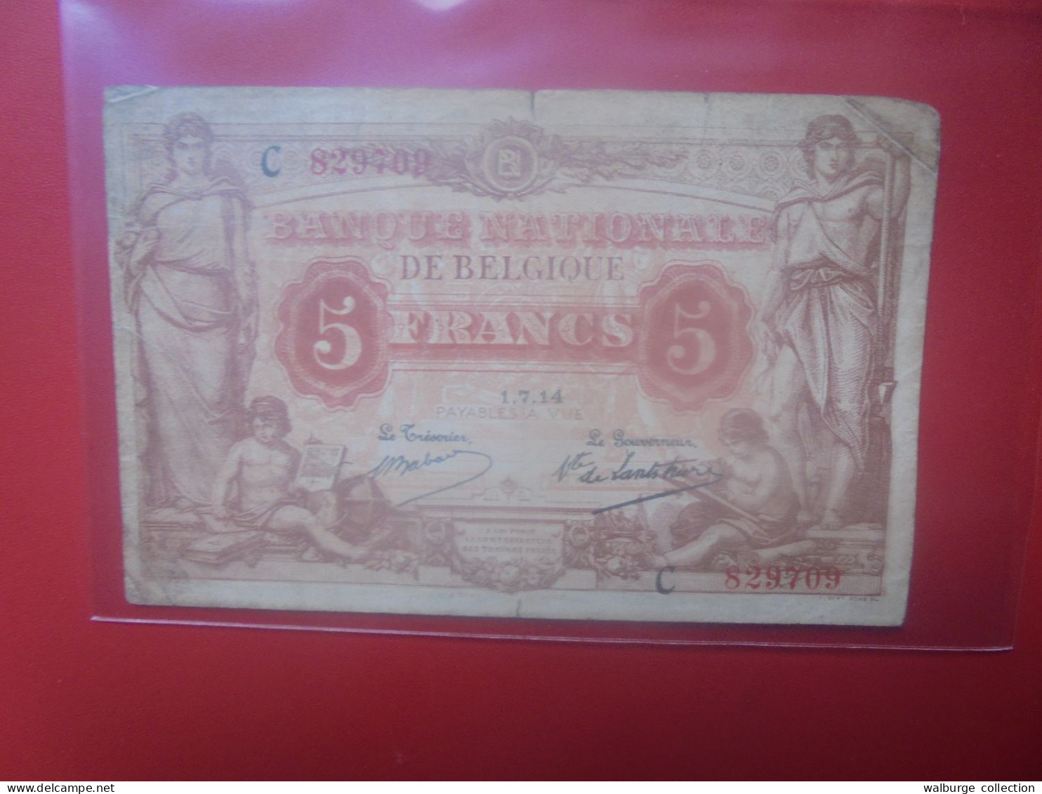 BELGIQUE 5 Francs 1-7-14 Circuler COTES:50-100-250 EURO (B.33) - 5-10-20-25 Frank