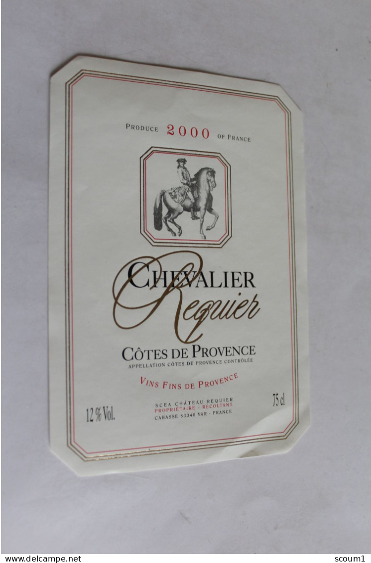 Etiquette Neuve 2000 Cotes De Provence Chevalier Requier Chateau Requier Var - Autres & Non Classés